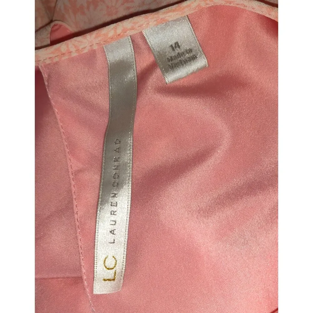 Lauren Conrad Maxi Dress Womens 14 Peach Floral Feminine Romantic Asymmetrical - Picture 9 of 16